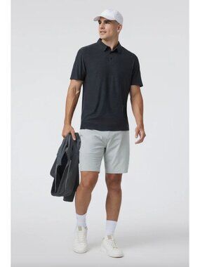 Vuori Strato Tech Polo Size Large Charcoal Heather Grey Tee